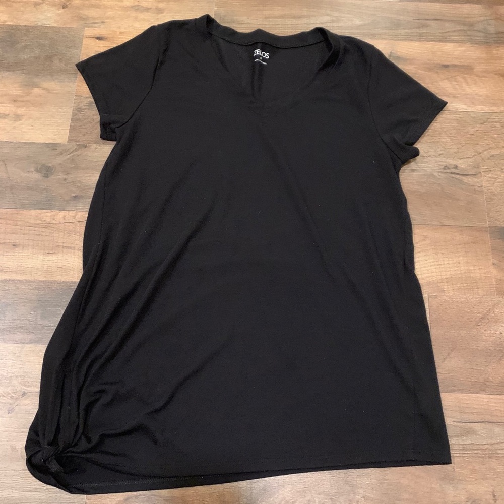 Black tie knot everyday vneck tee shirt top